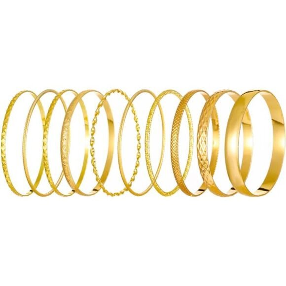 Gold Bracelets for Women, 14K Gold Plated Dainty Layered Chain Bracelets Bangles - Picture 2 of 6